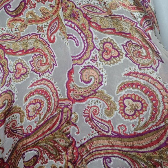 Ulla Popken Womens Plus 20 22 Blouse Brown Paisley Bell Slv Rayon Silk V Neck - Picture 6 of 9